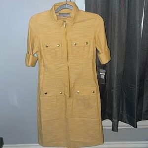 Gold ray Sharagano dress (new with tags)